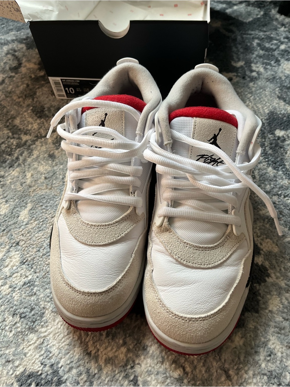 Jordan White, Gray & Red Low-Top Sneakers